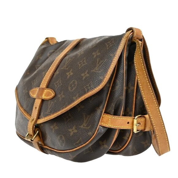LOUIS VUITTON Logo Saumur 30 Shoulder Bag Monogram Leather Brown - Picture 4 of 16